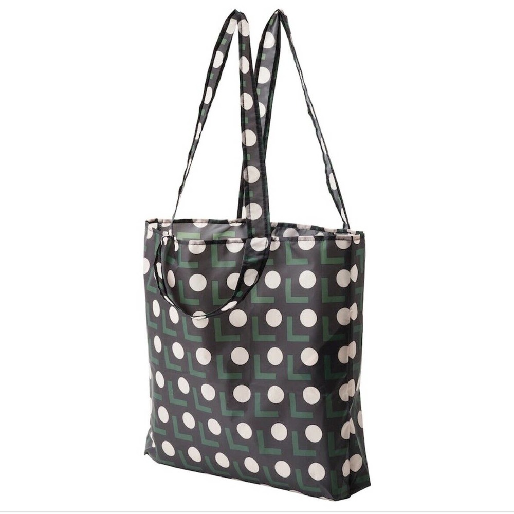 2X IKEA SKYNKE Shopping Bag, Black/Beige Dot Pattern, 17¾×14¼‎ (805.345.98) NEW